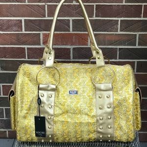 NWT Golden Yellow & Silver 2-Handle KICHI Tote Bag